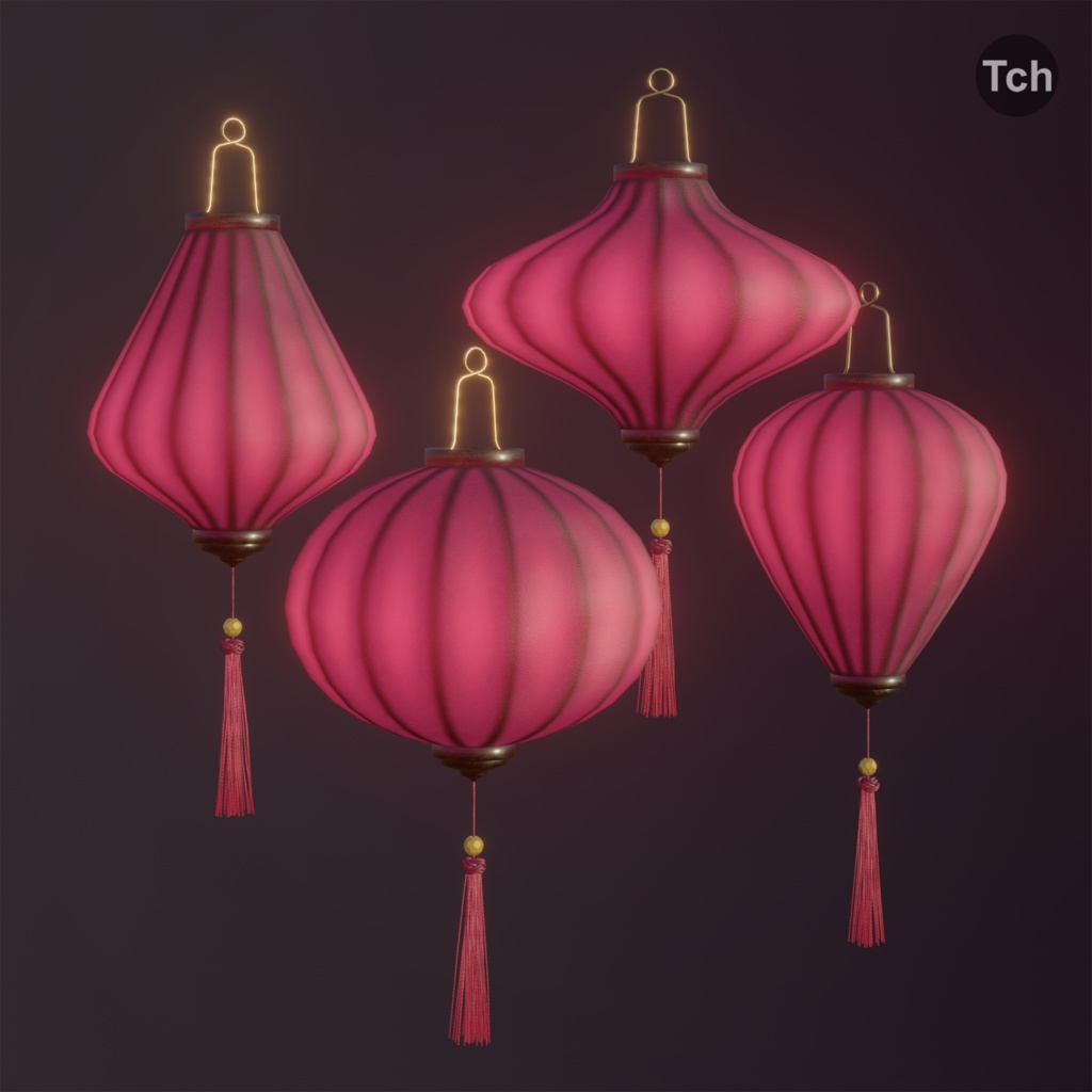 Asian silk lanterns (3D) | アジアのシルクランタン(3D)