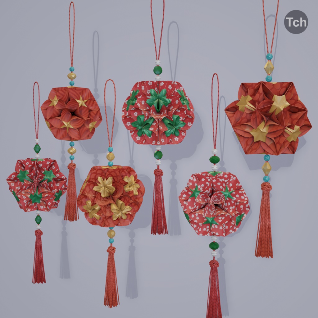 Asian paper lanterns (3D) | アジアの和紙ランタン(3D)