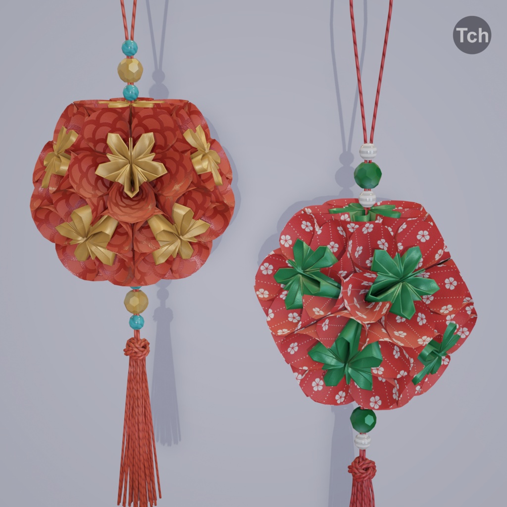 Asian paper lanterns (3D) | アジアの和紙ランタン(3D)