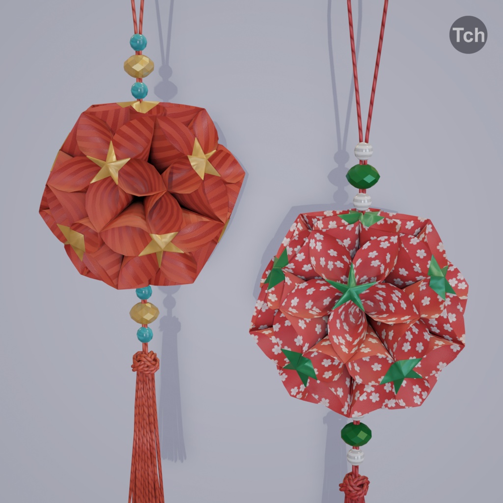 Asian paper lanterns (3D) | アジアの和紙ランタン(3D)