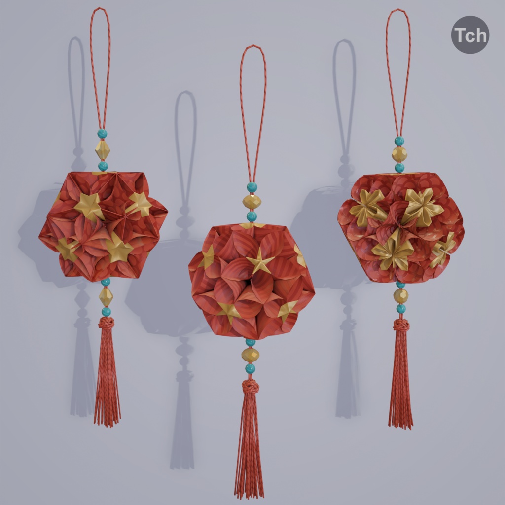 Asian paper lanterns (3D) | アジアの和紙ランタン(3D)