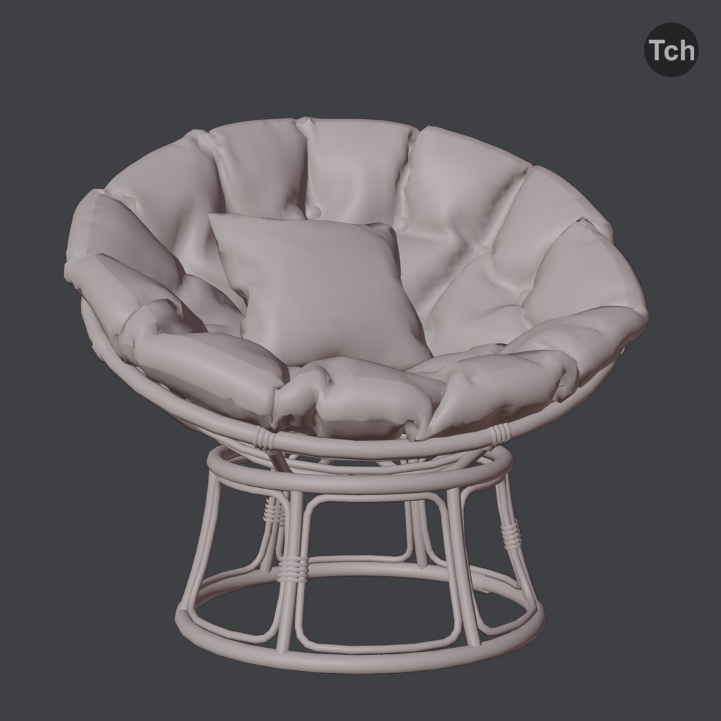 White papasan chair (3D) | 白いパパサンチェア(3D)