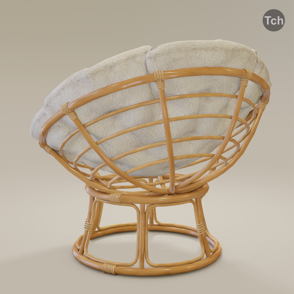 White papasan chair (3D) | 白いパパサンチェア(3D)