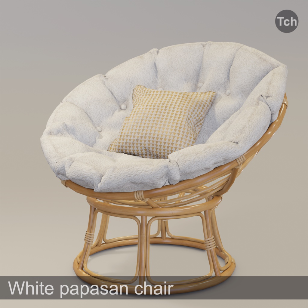 White papasan chair (3D) | 白いパパサンチェア（3D）