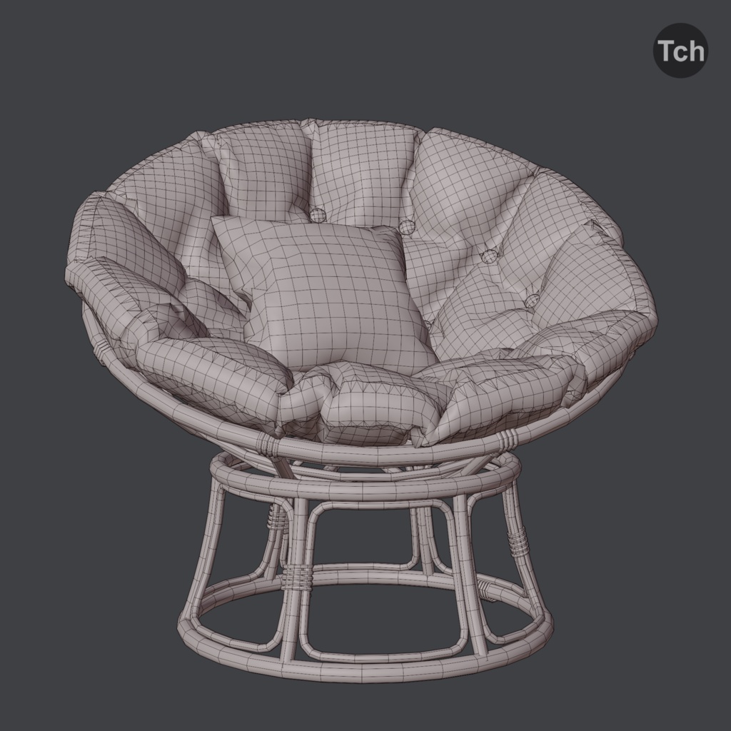 White papasan chair (3D) | 白いパパサンチェア(3D)