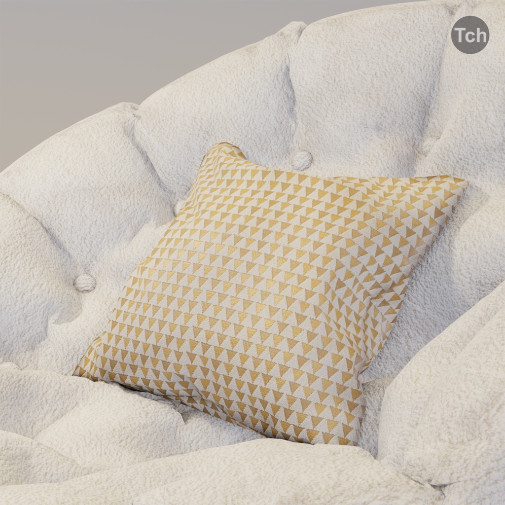 White papasan chair (3D) | 白いパパサンチェア(3D)
