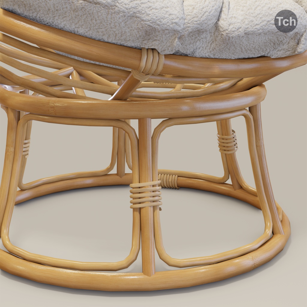 White papasan chair (3D) | 白いパパサンチェア(3D)
