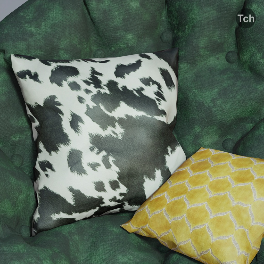 Green papasan chair with ottoman (3D) | 緑のパパサンチェアとオットマン(3D)