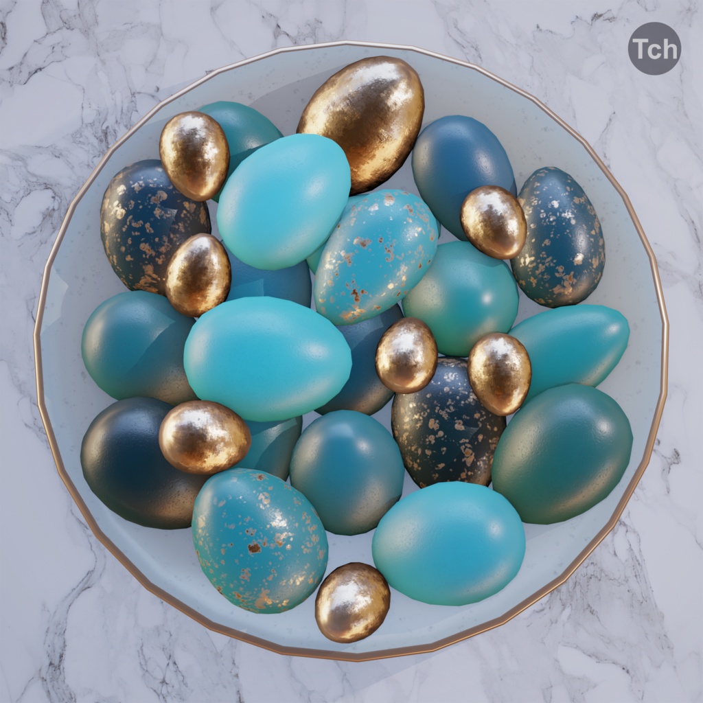 Blue Easter eggs (3D) | 青いイースターエッグ(3D)