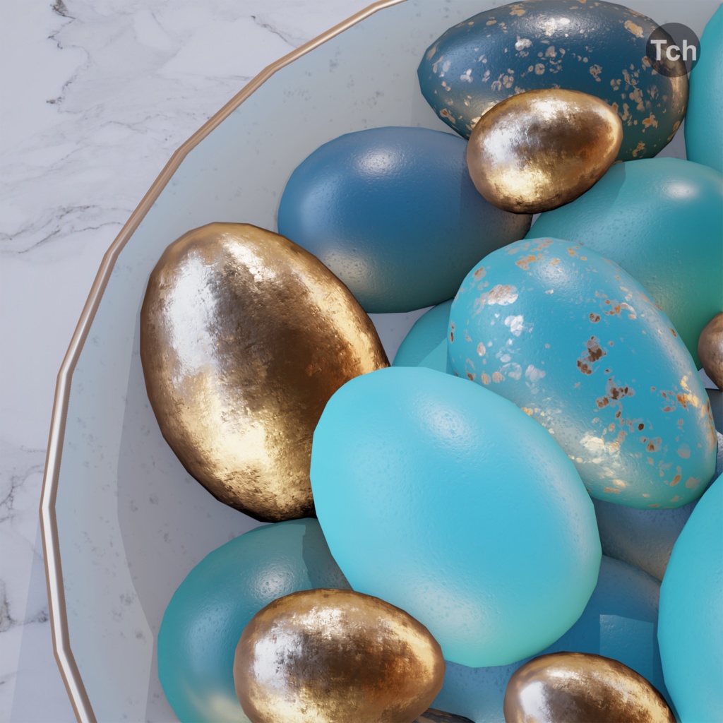 Blue Easter eggs (3D) | 青いイースターエッグ（3D）