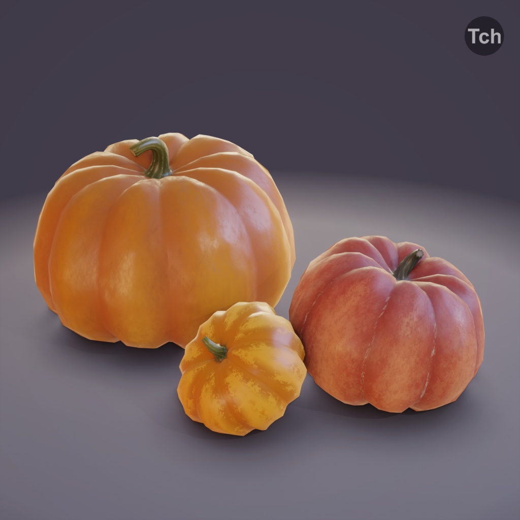 Autumn pumpkins set (3D) | 秋のかぼちゃセット(3D)