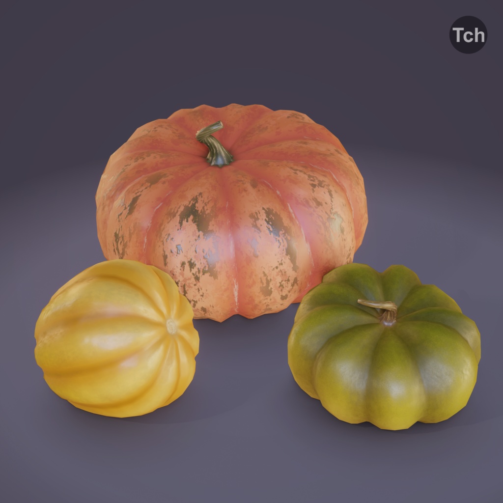 Autumn pumpkins set (3D) | 秋のかぼちゃセット(3D)