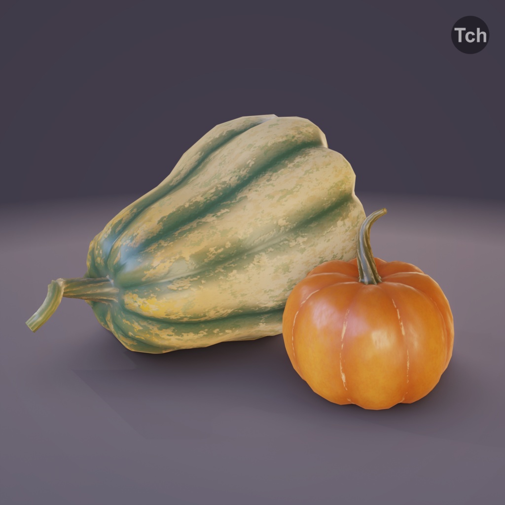 Autumn pumpkins set (3D) | 秋のかぼちゃセット(3D)