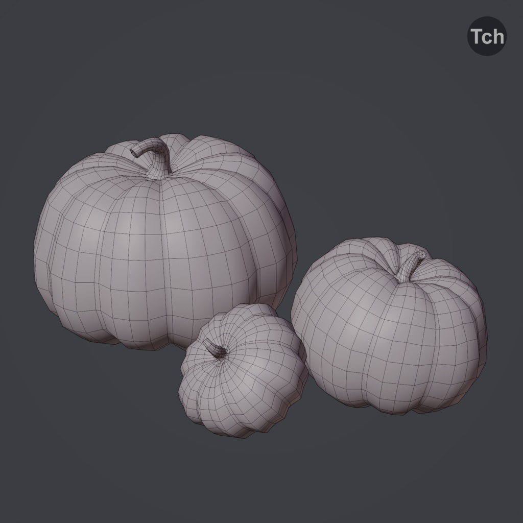 Autumn pumpkins set (3D) | 秋のかぼちゃセット(3D)