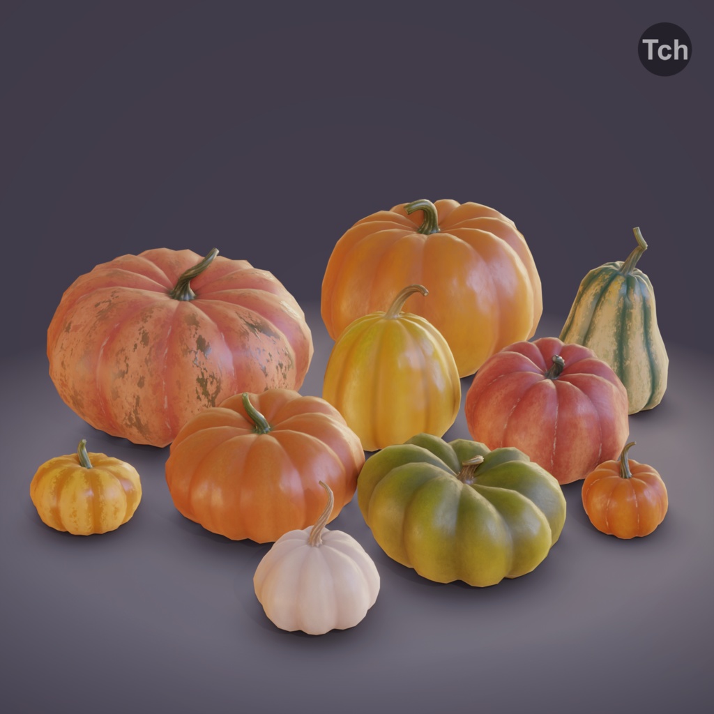 Autumn pumpkins set (3D) | 秋のかぼちゃセット(3D)