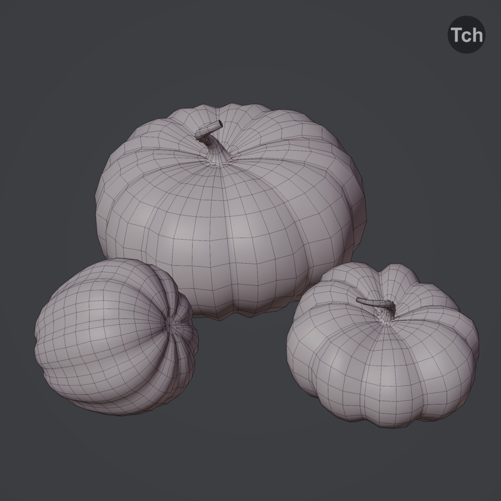 Autumn pumpkins set (3D) | 秋のかぼちゃセット(3D)