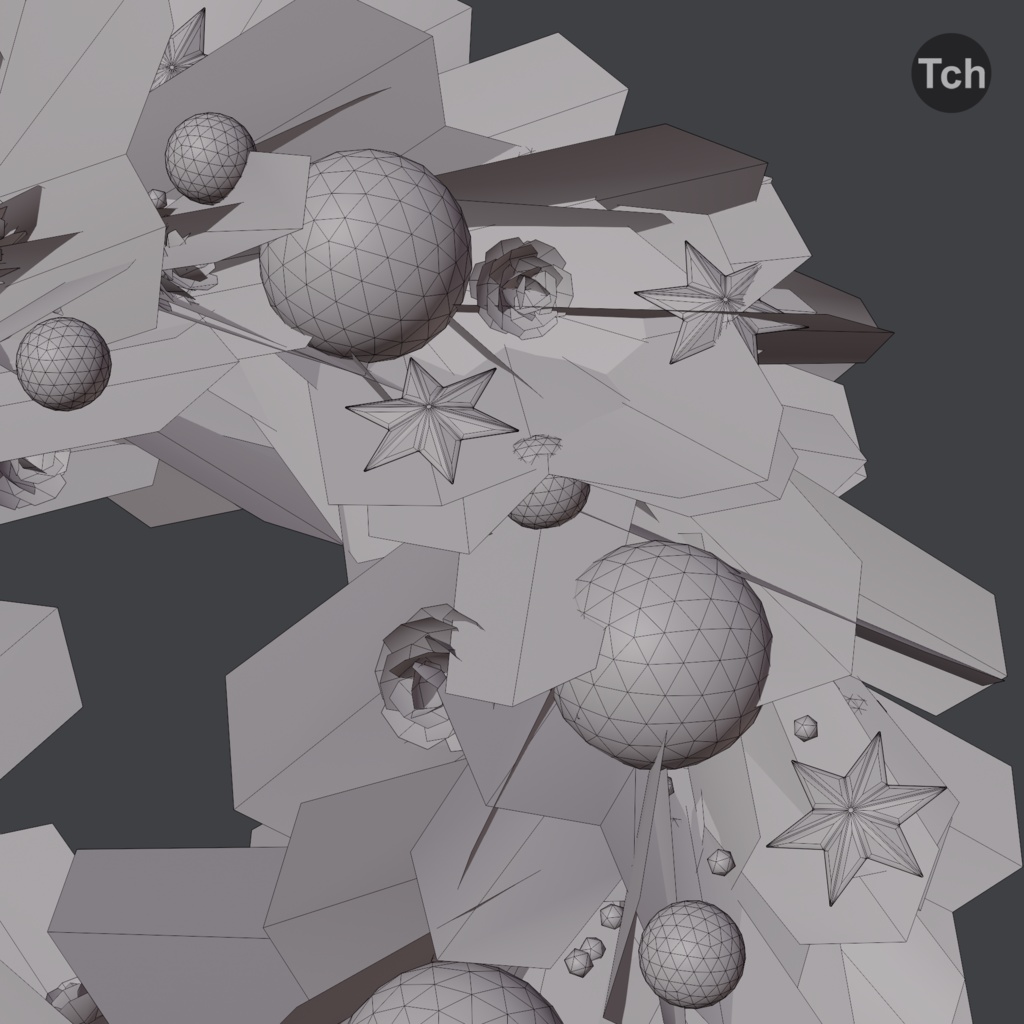 Christmas wreath in classic style (3D) | クラシックスタイルのクリスマスリース (3D)