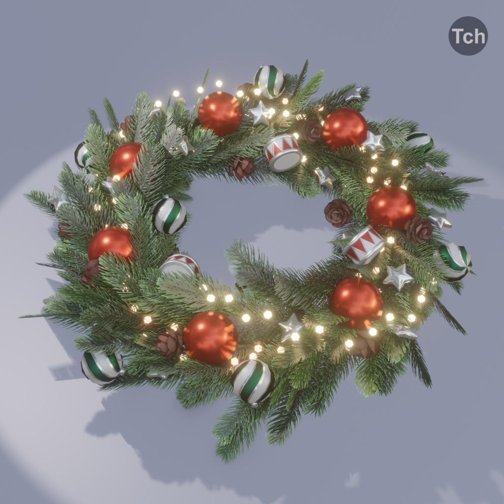 Christmas wreath in old style (3D) | 古いスタイルのクリスマスリース (3D)