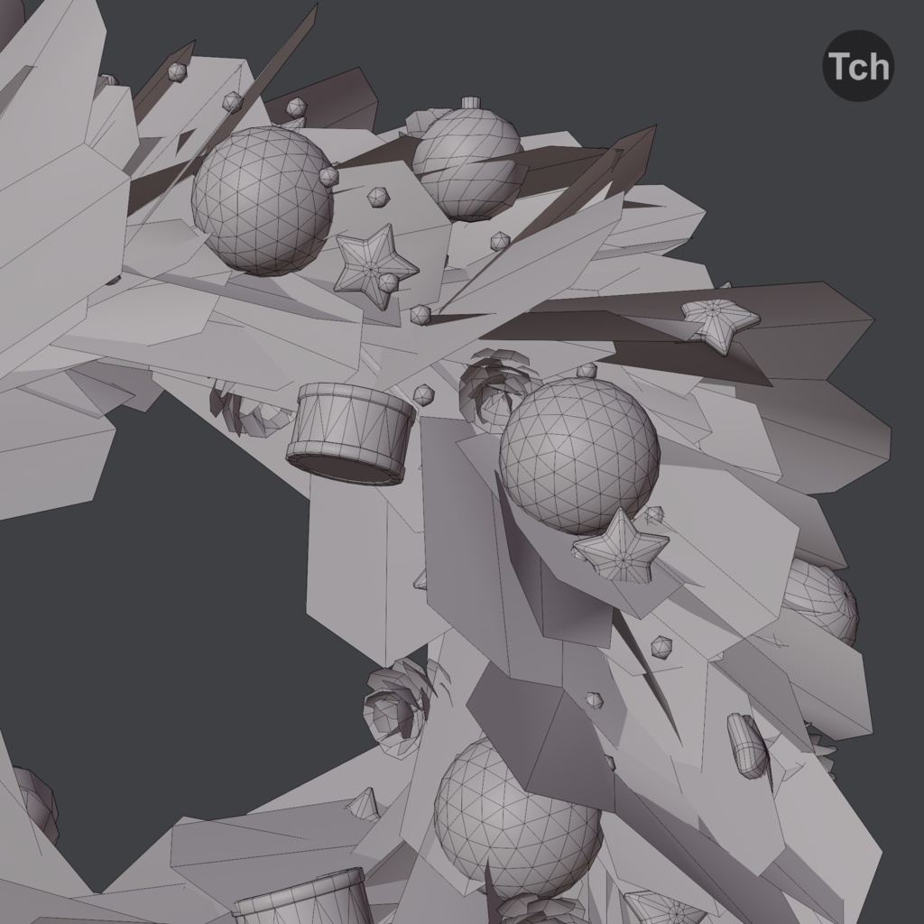 Christmas wreath in old style (3D) | 古いスタイルのクリスマスリース (3D)