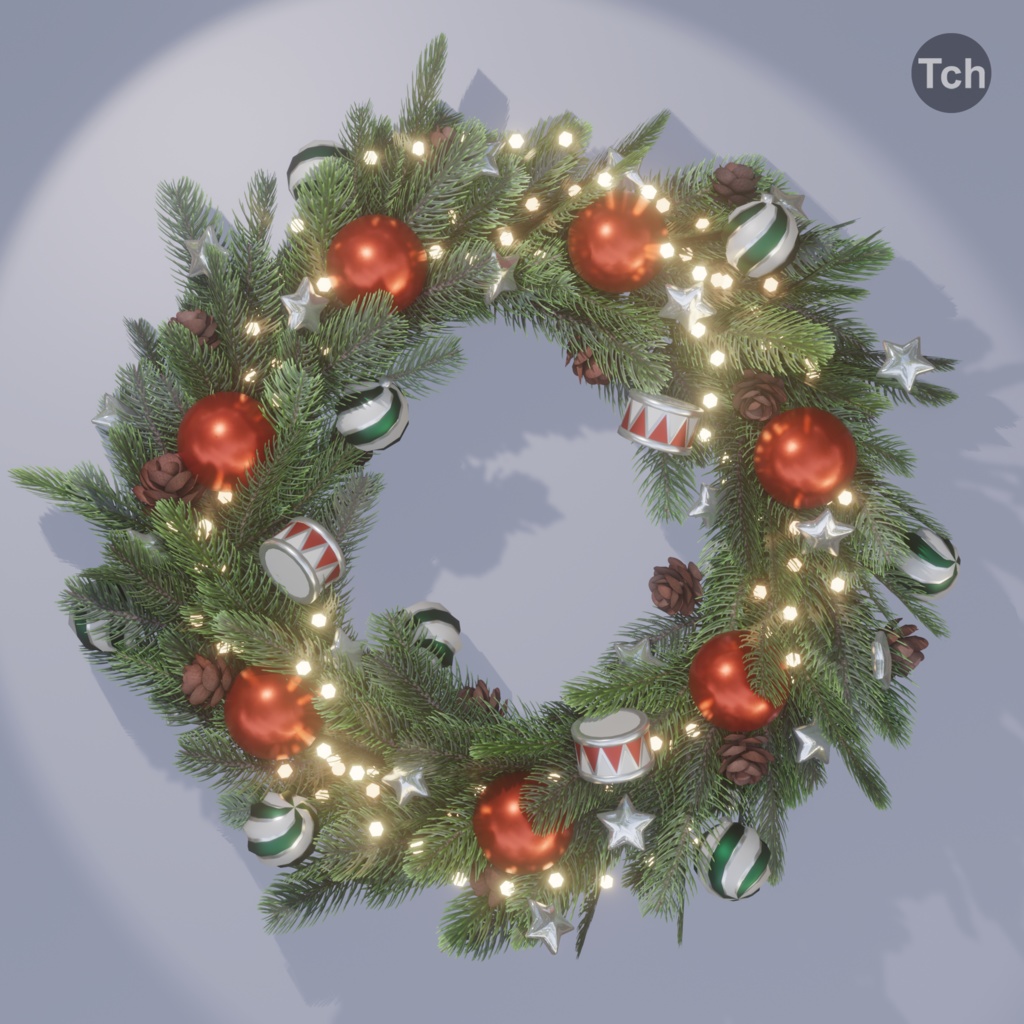Christmas wreath in old style (3D) | 古いスタイルのクリスマスリース (3D)