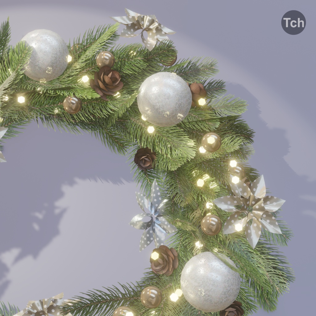 Christmas wreath in scandi style (3D) | スカンジナビアスタイルのクリスマスリース (3D)