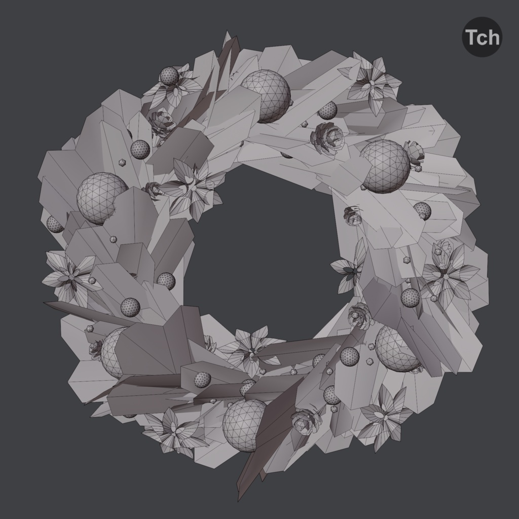 Christmas wreath in scandi style (3D) | スカンジナビアスタイルのクリスマスリース (3D)