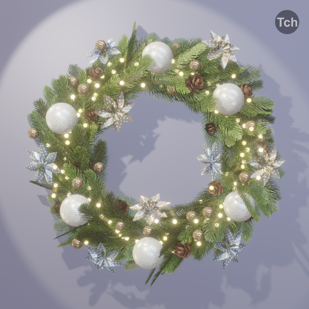 Christmas wreath in scandi style (3D) | スカンジナビアスタイルのクリスマスリース (3D)