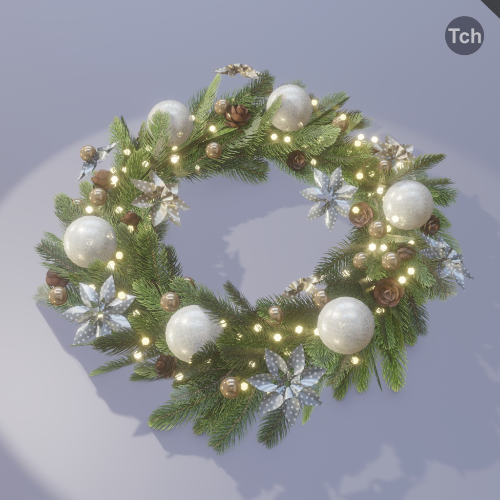 Christmas wreath in scandi style (3D) | スカンジナビアスタイルのクリスマスリース (3D)