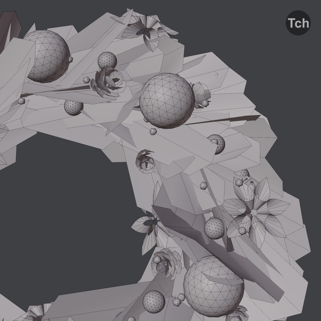 Christmas wreath in scandi style (3D) | スカンジナビアスタイルのクリスマスリース (3D)