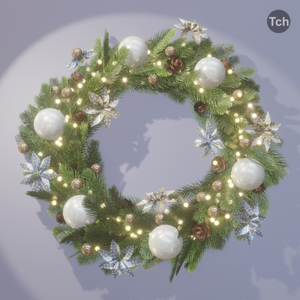 Christmas wreath in scandi style (3D) | スカンジナビアスタイルのクリスマスリース (3D)