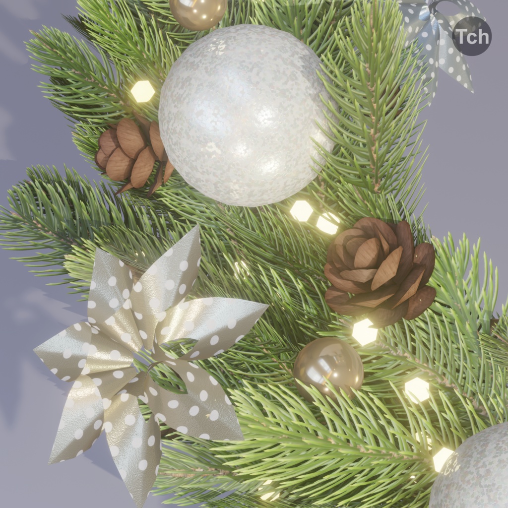 Christmas wreath in scandi style (3D) | スカンジナビアスタイルのクリスマスリース (3D)