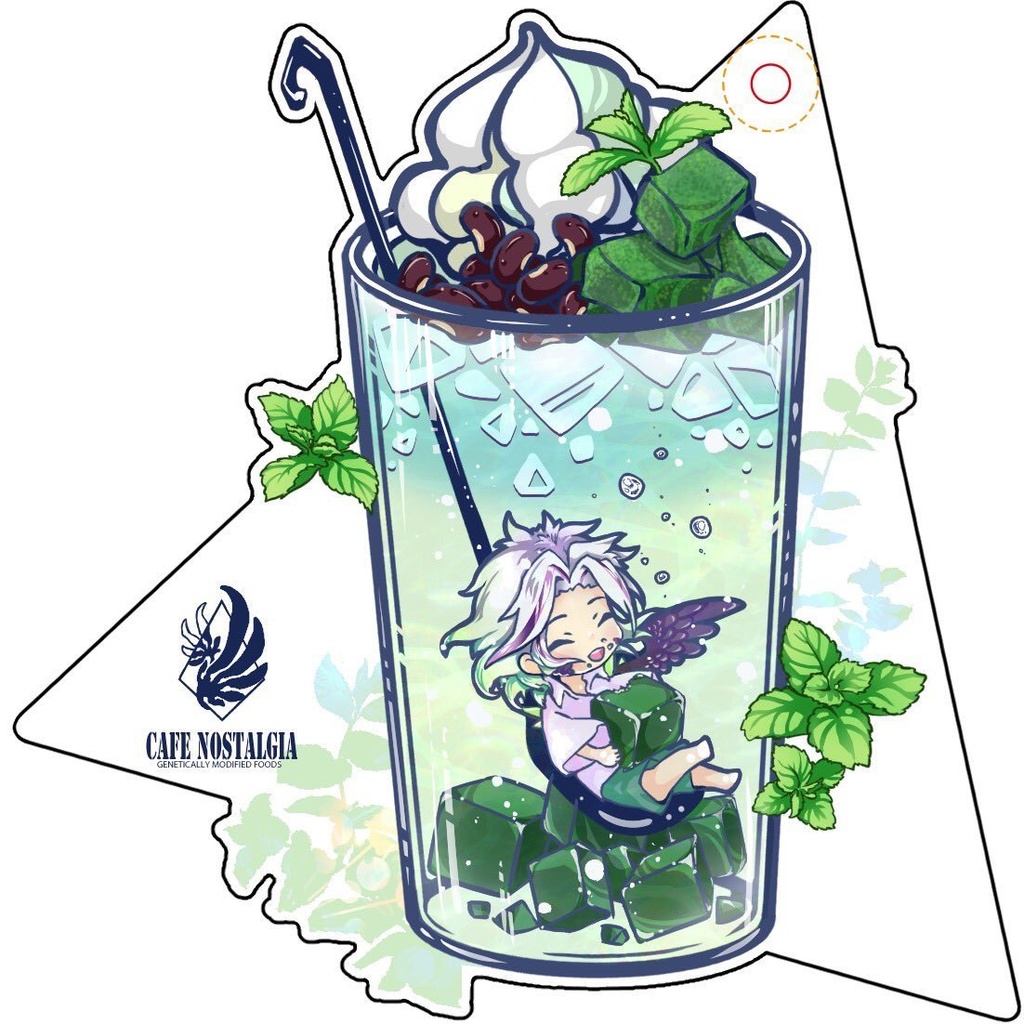 ソルと抹茶ミントティー アクリルキーホルダー（わらびもちチャーム）