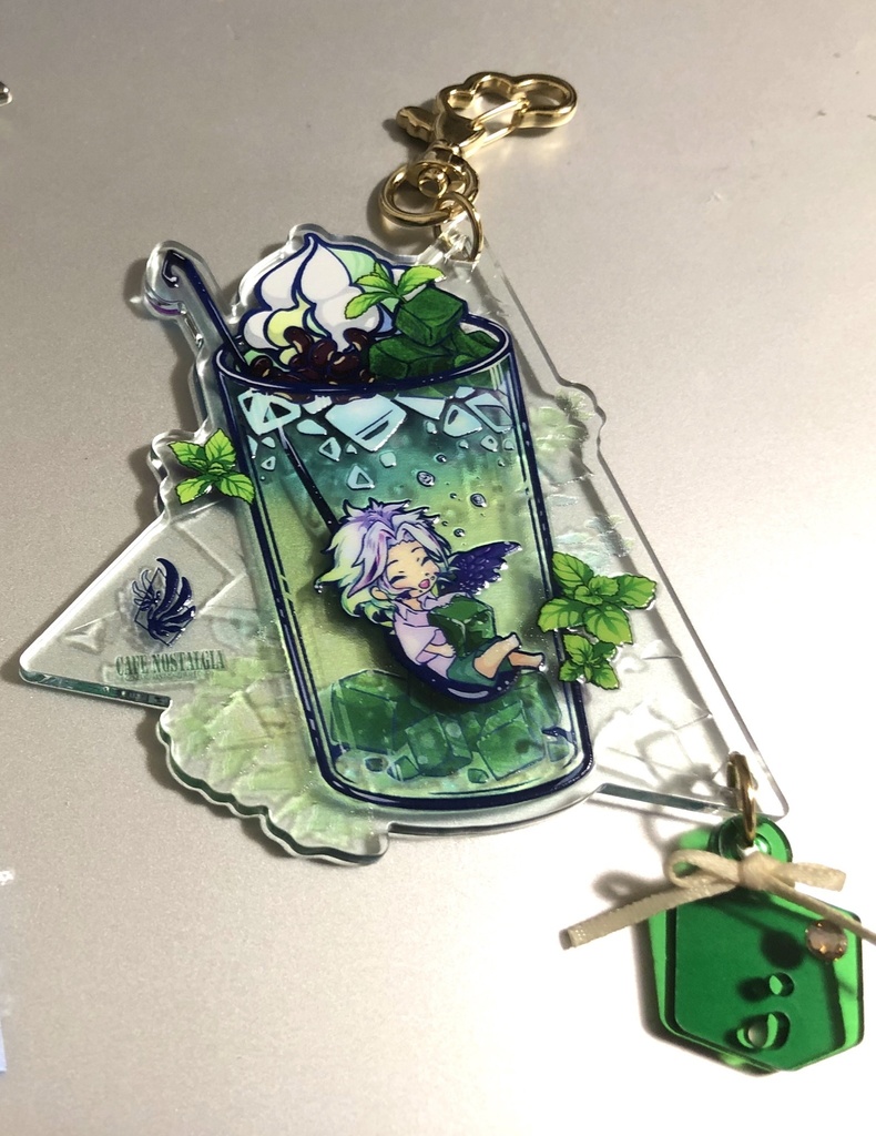 ソルと抹茶ミントティー アクリルキーホルダー(わらびもちチャーム)