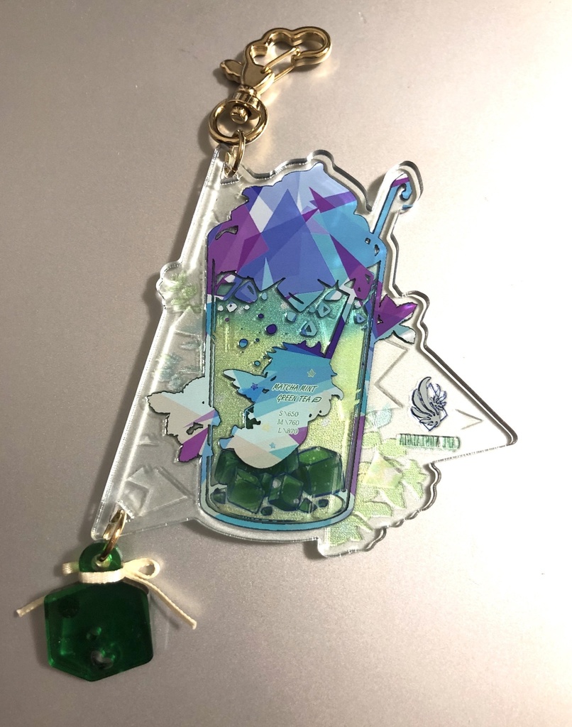 ソルと抹茶ミントティー アクリルキーホルダー(わらびもちチャーム)