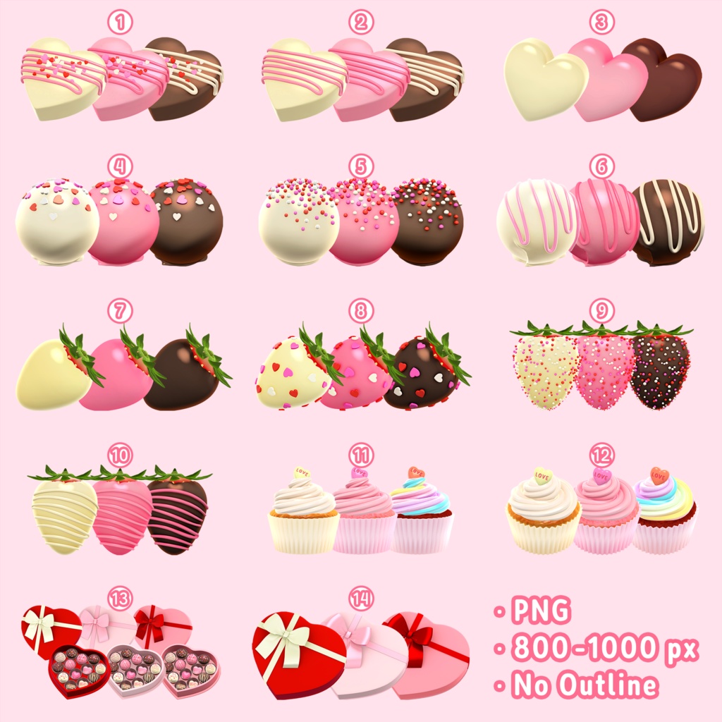 Valentine's Throwable Assets Set for Vtuber : Sweets Set