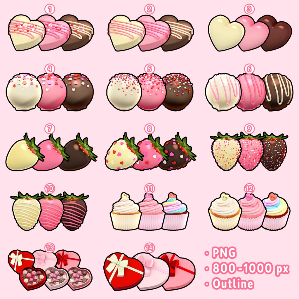 Valentine's Throwable Assets Set for Vtuber : Sweets Set