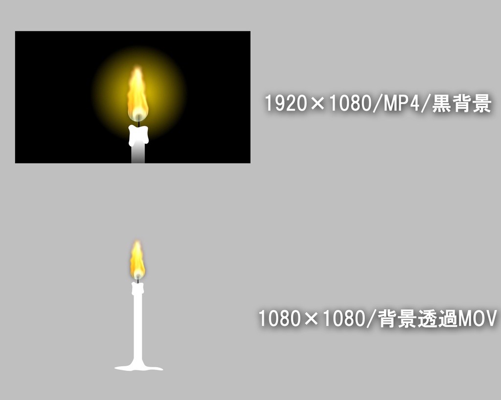 ロウソクが燃えるループ動画素材2種セット