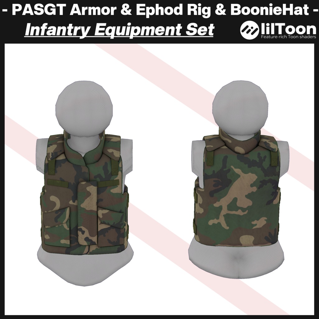 更新:米軍タイプPASGTを追加! PASGTアーマー Ephod コンバットハーネス & ブーニーハット装備セット