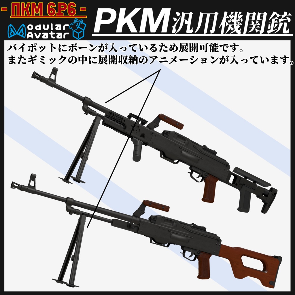 PKM 汎用機関銃 & 近代化パーツ 【MA対応&射撃ギミック搭載】