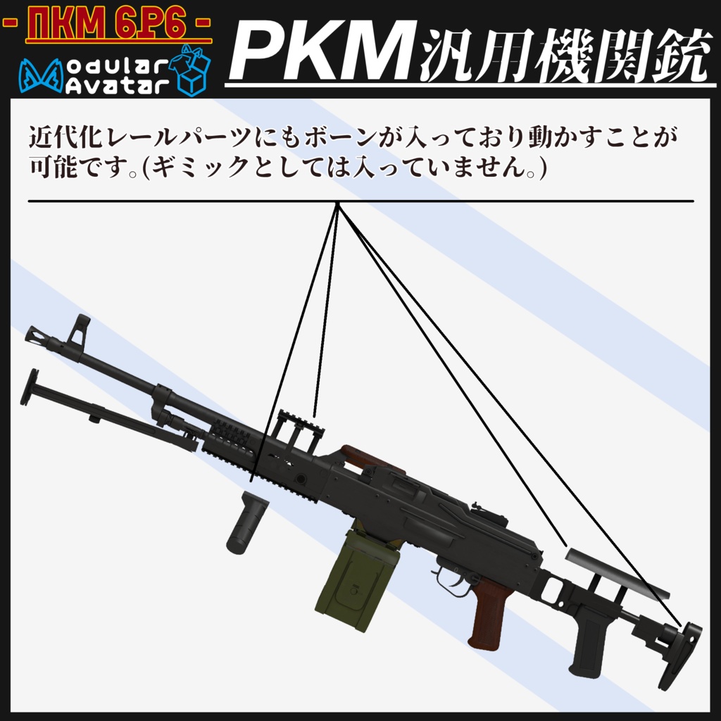 PKM 汎用機関銃 & 近代化パーツ 【MA対応&射撃ギミック搭載】
