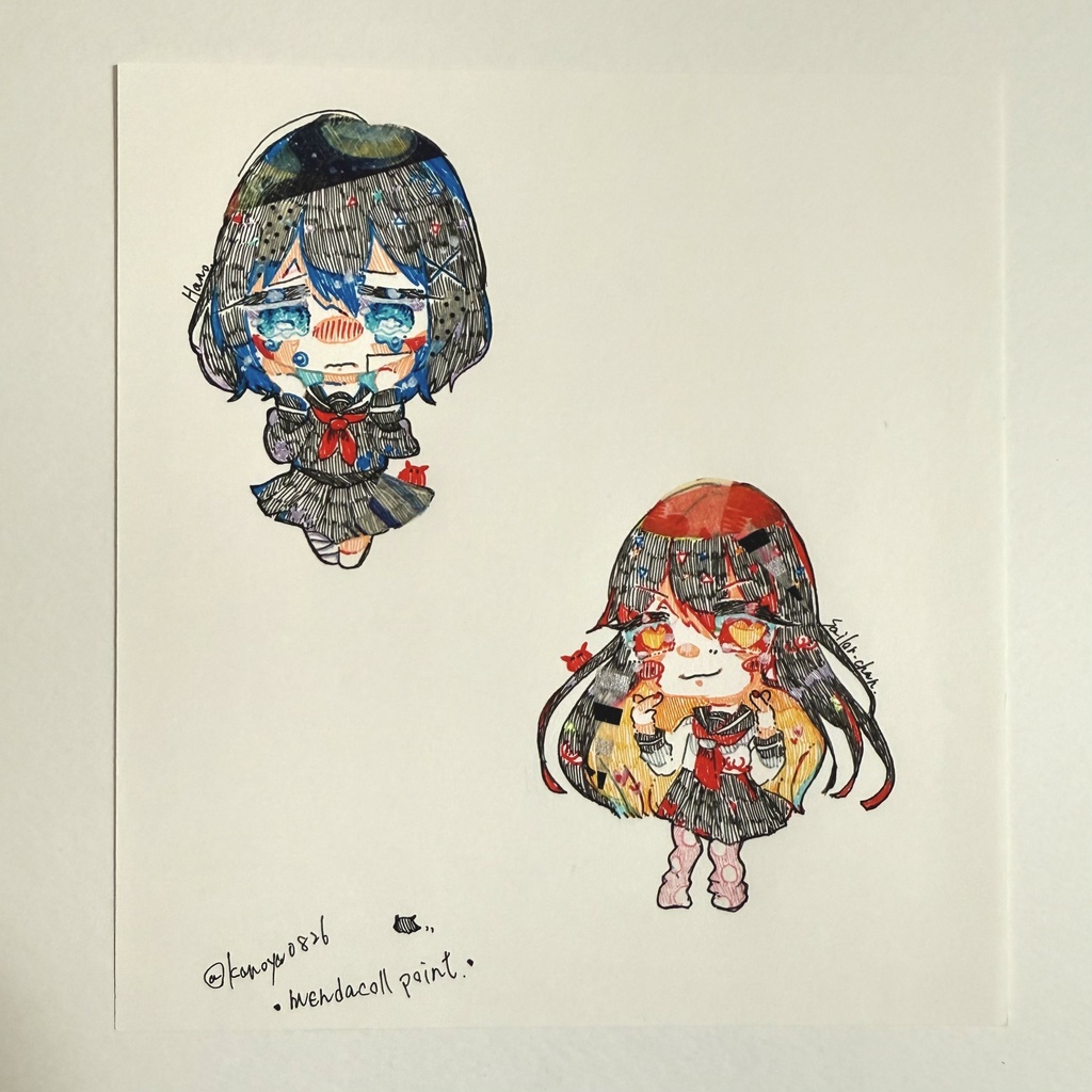 【フレームレスミニ原画】メンダコと女子高生