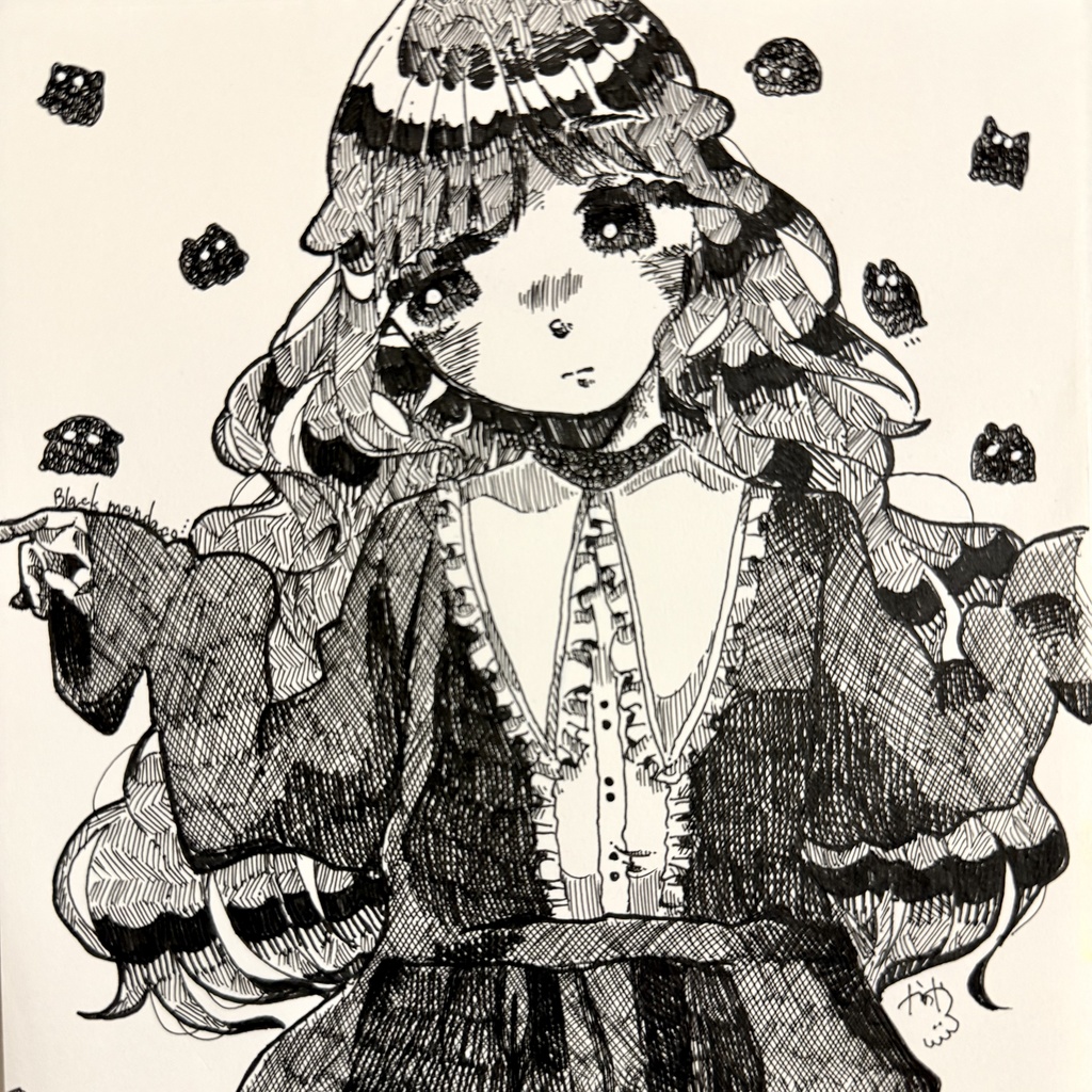 【フレームレス原画】モノクロメンダコ- ̗̀🤍🖤  ̖́-