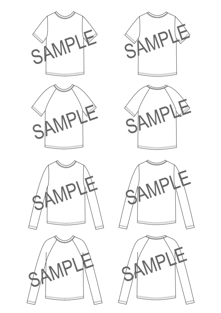 【OEM・企画向け】Tシャツ絵型データ4点セット｜仕様書・提案資料に