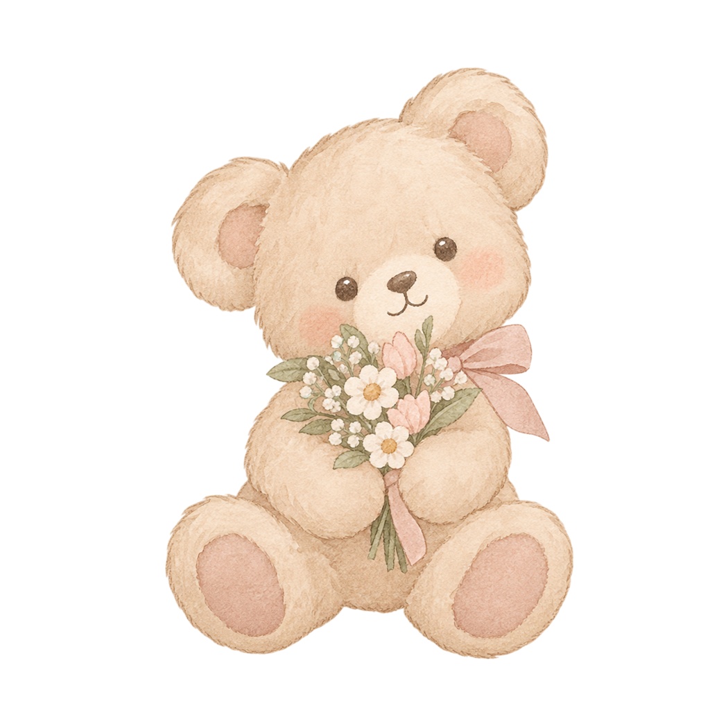 淡色水彩イラスト素材30点|リボン・花・ハート・動物|背景透過PNG