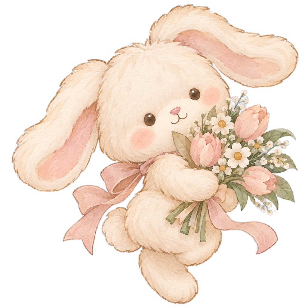 淡色水彩イラスト素材30点|リボン・花・ハート・動物|背景透過PNG