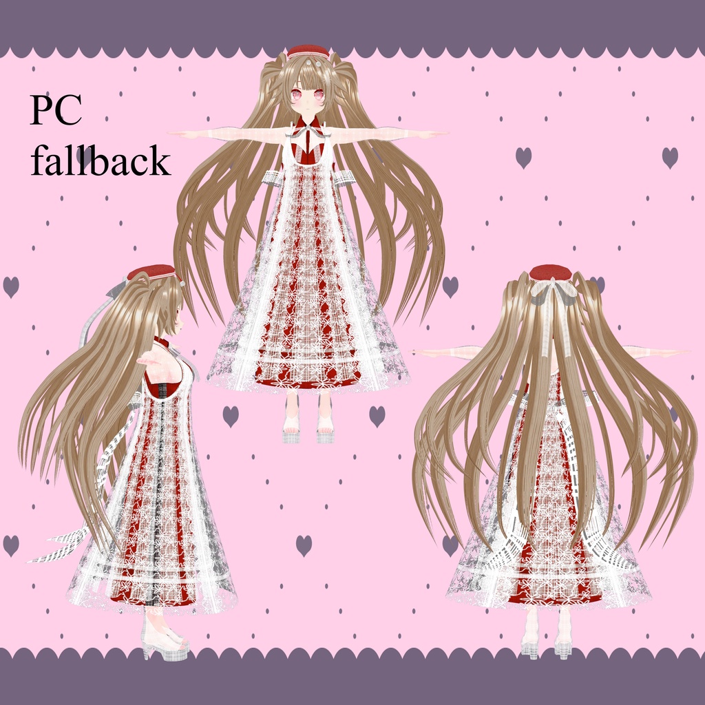 VRChat想定 オリジナル3Dキャラクター「ルルスピナ(Luluspina)」フォールバック対応