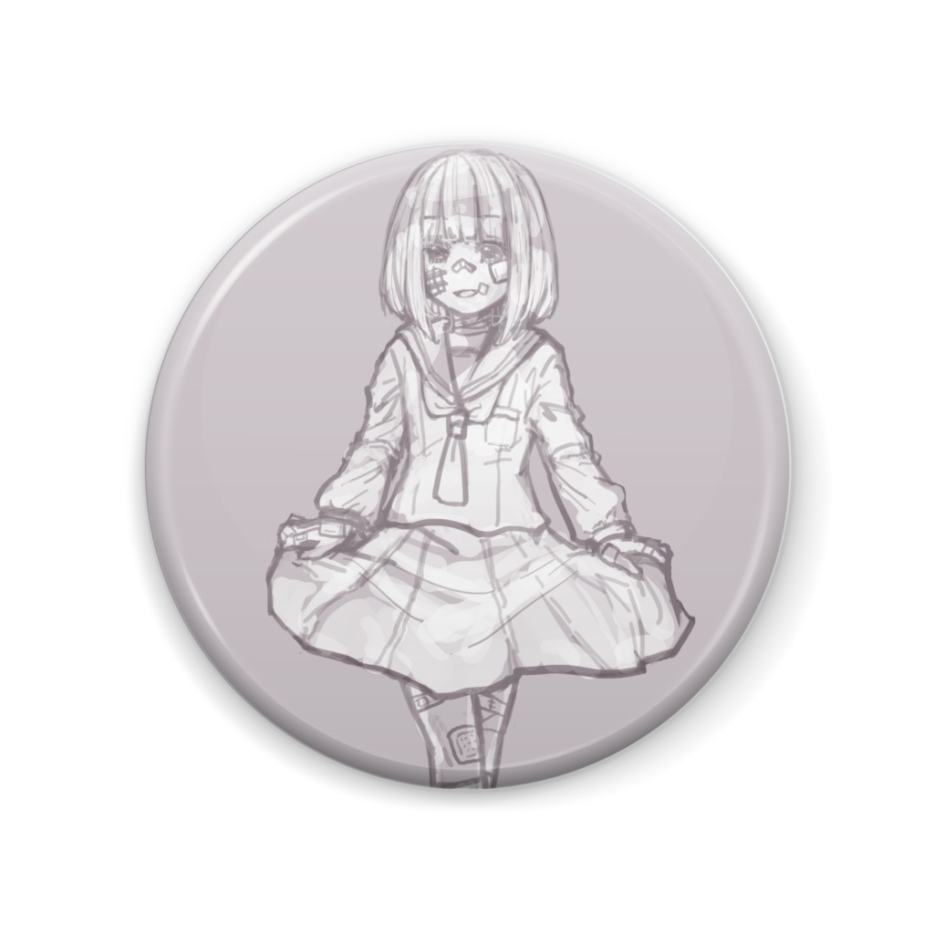 創作セーラー服女子 缶バッジ