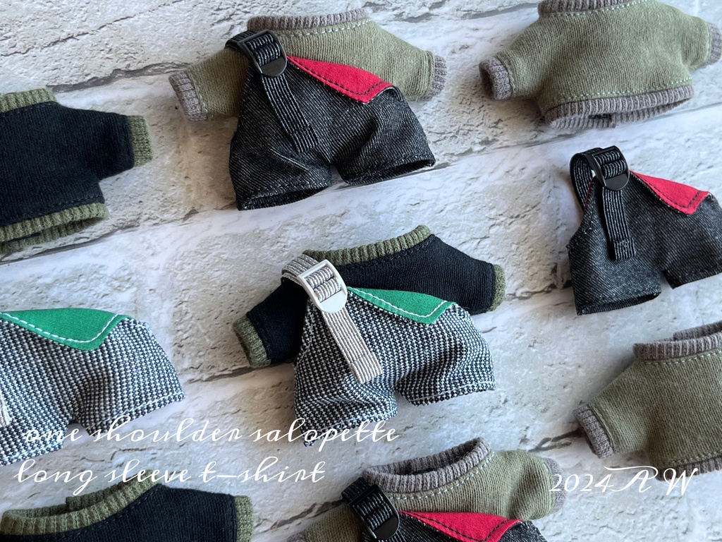 one shoulder salopette & long sleeve T-shirt set