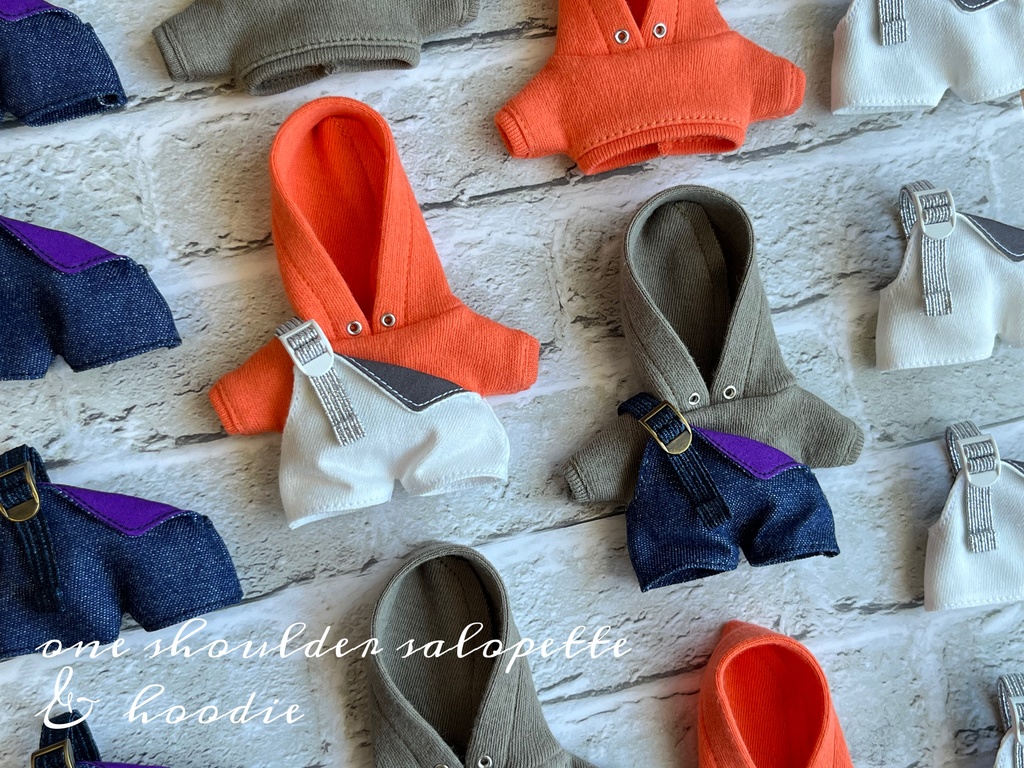 one shoulder salopette & hoodie