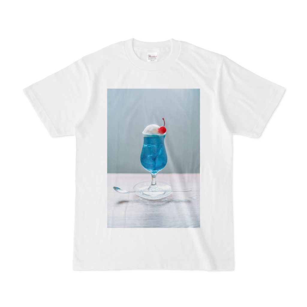 青いクリームソーダのフォトTシャツ